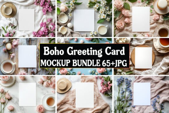 Boho Greeting Card Mockup Bundle 01: Graphics & Product Mockups