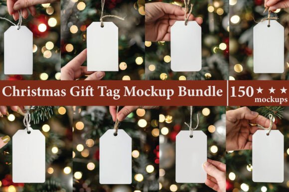 Christmas Gift Tag Mockup Bundle: Graphics & Product Mockups