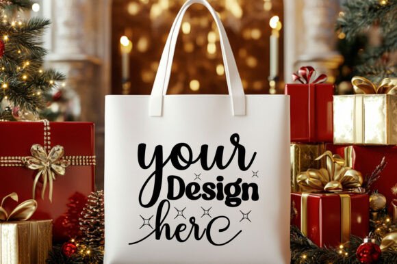 Christmas Tote Bag Mockup 103: Graphics for Product Mockups