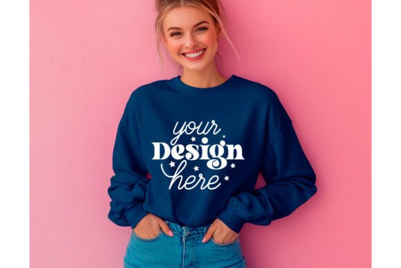 Gildan 18000 Indigo Blue Mockup 10: Graphics & Product Mockups