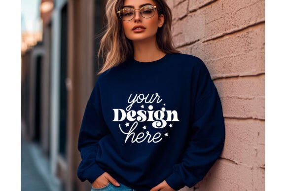 Gildan 18000 Indigo Blue Mockup 2: Graphics & Product Mockups