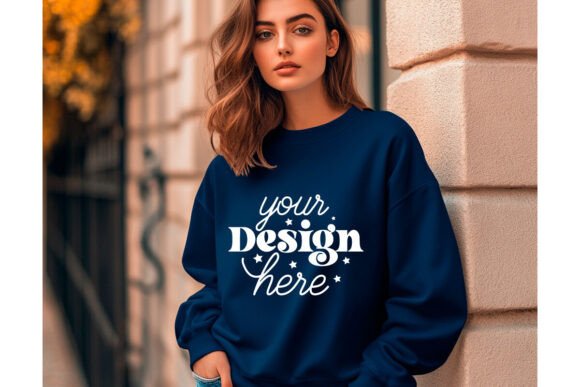 Gildan 18000 Indigo Blue Mockup 3: Graphics for Product Mockups